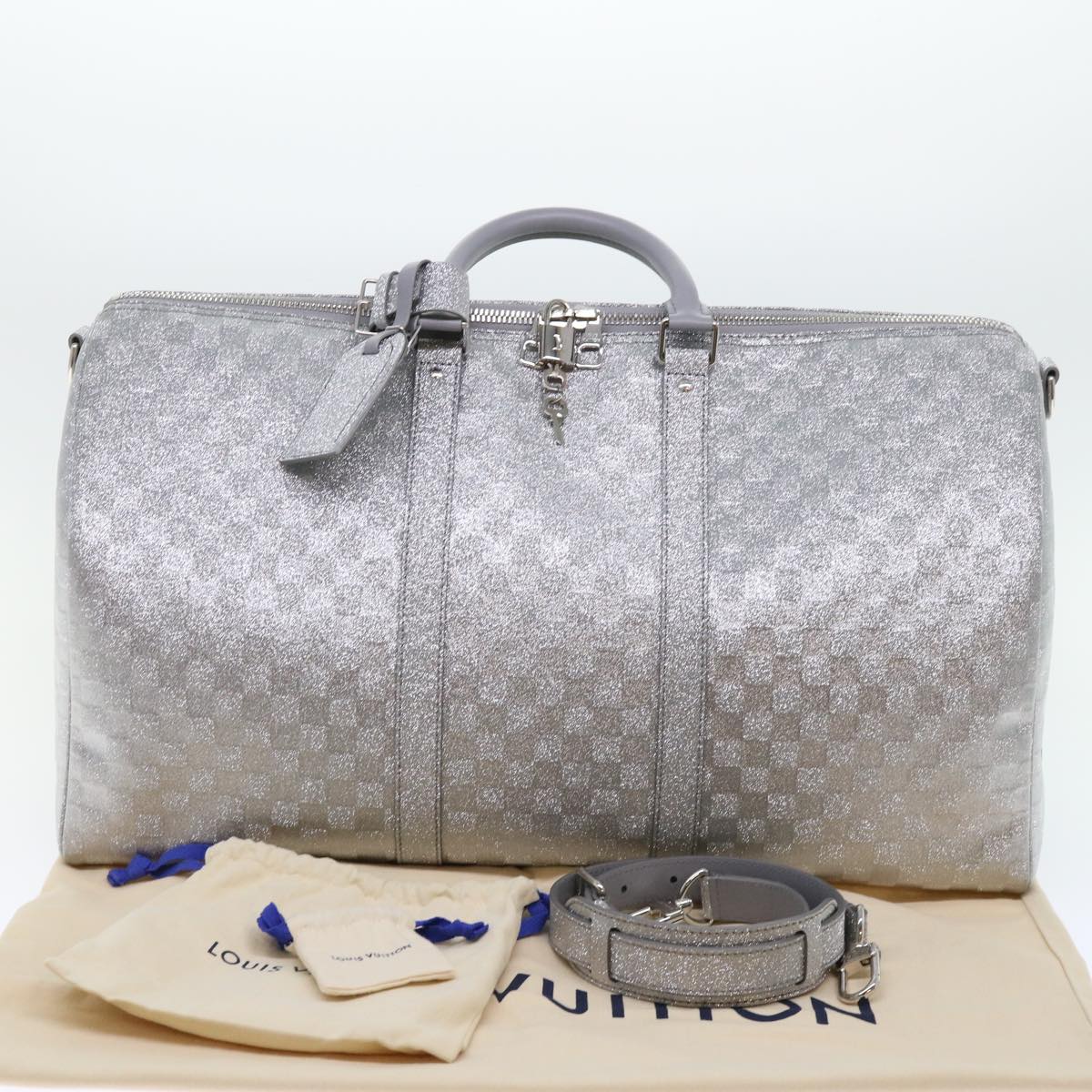 LOUIS VUITTON Damier Glitter Keepall Bandouliere 50 Bag N58041 LV Auth 52528SV