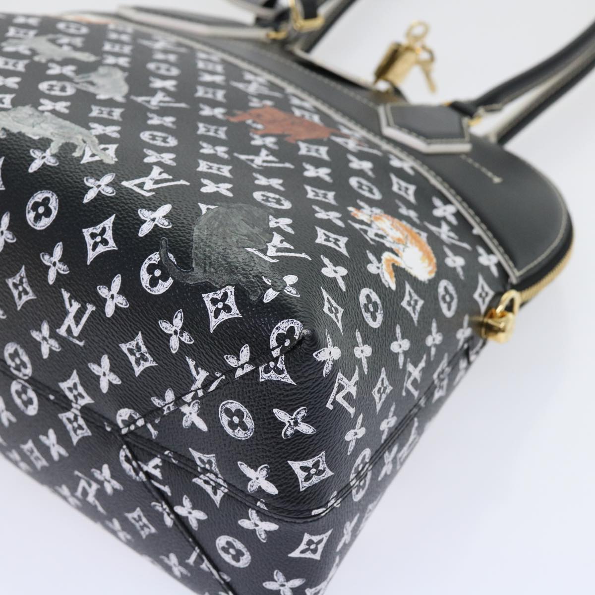 LOUIS VUITTON Catgram Alma Souple Hand Bag 2way Black M44403 LV Auth 52542SM