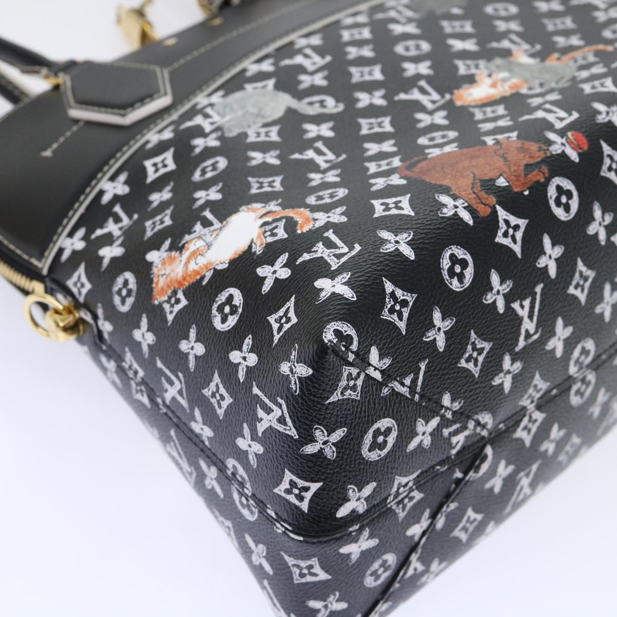 LOUIS VUITTON Catgram Alma Souple Hand Bag 2way Black M44403 LV Auth 52542SM