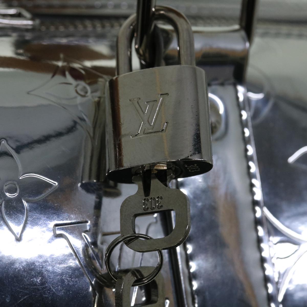 LOUIS VUITTON Monogram Keepall Bandouliere 50 Bag Silver M45886 LV Auth 53414S