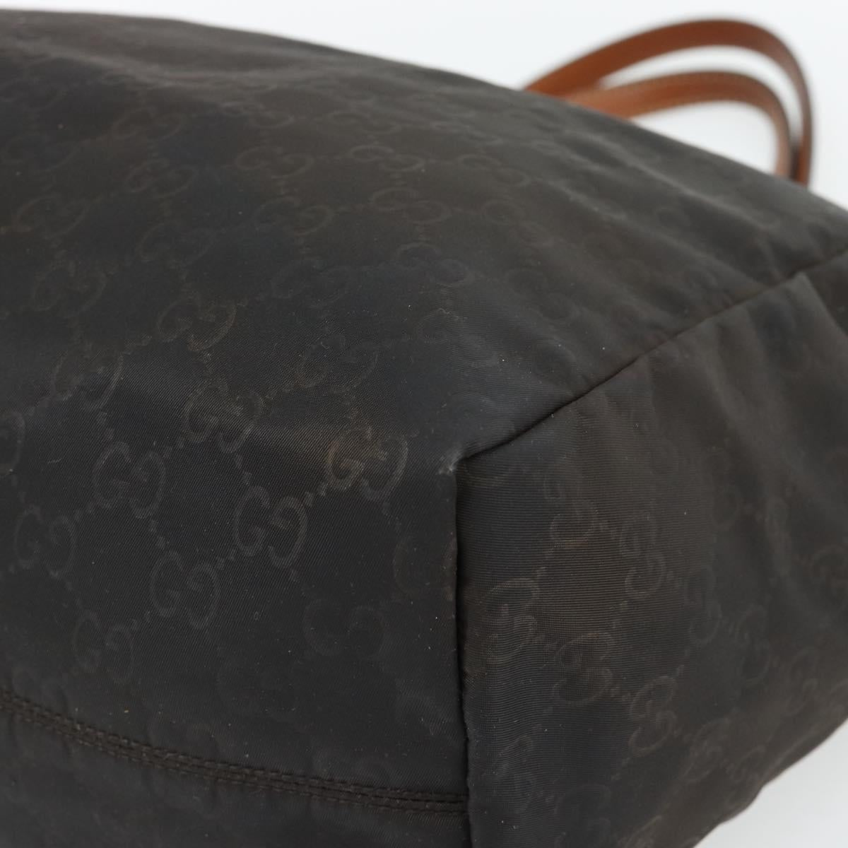 GUCCI GG Canvas Tote Bag Nylon Brown Auth 53670