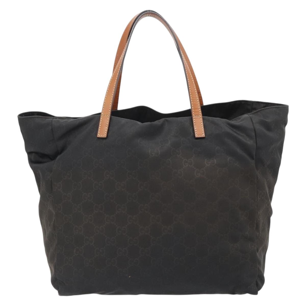 GUCCI GG Canvas Tote Bag Nylon Brown Auth 53670