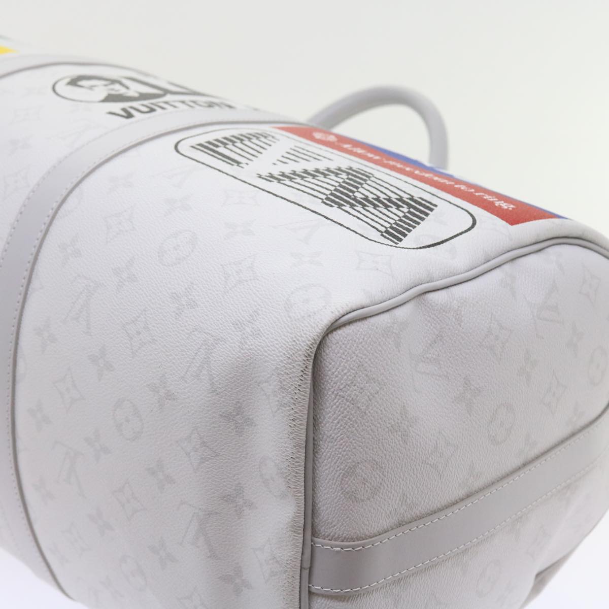 LOUIS VUITTON Monogram White Keepall Bandouliere 50 Bag M44643 LV Auth 55862S