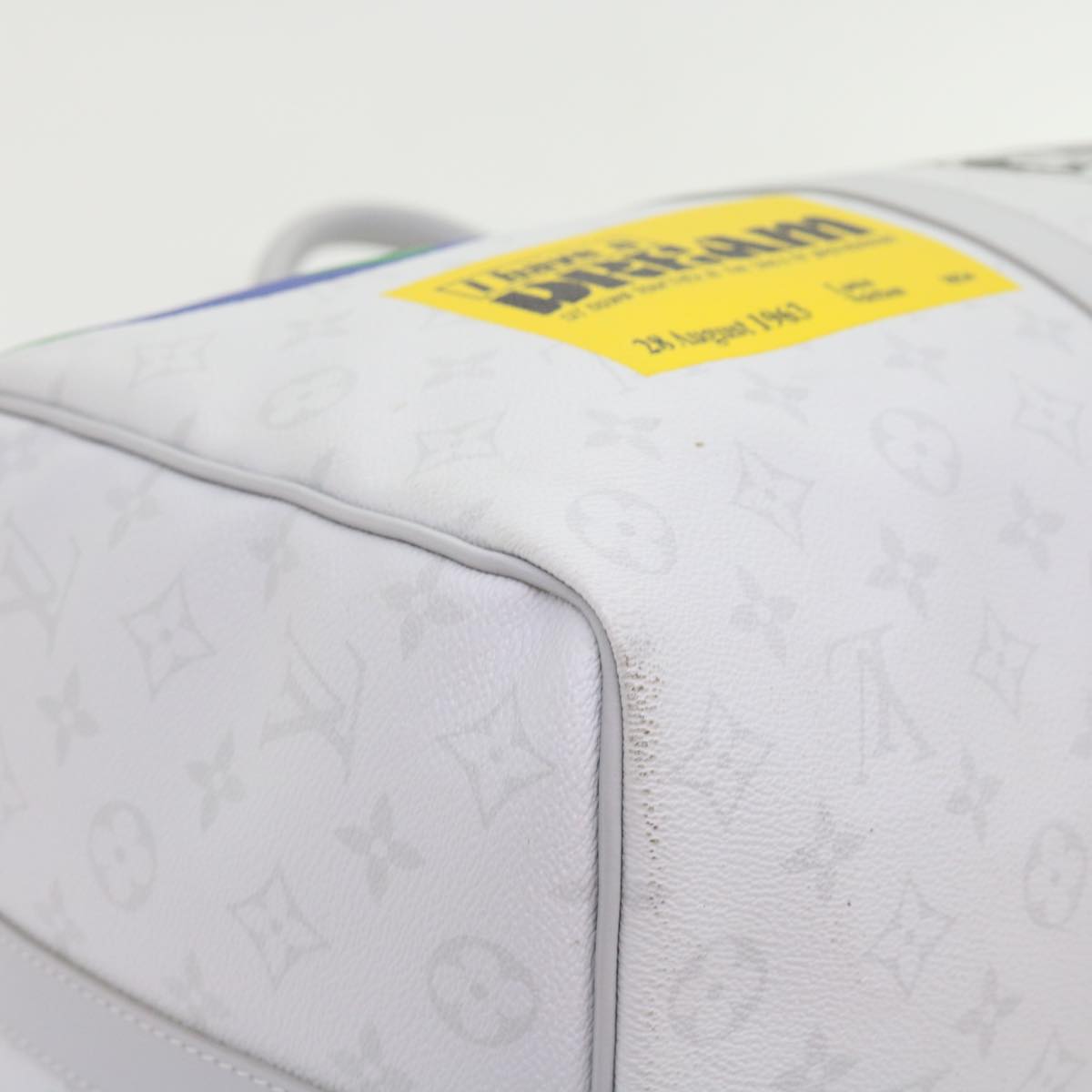 LOUIS VUITTON Monogram White Keepall Bandouliere 50 Bag M44643 LV Auth 55862S