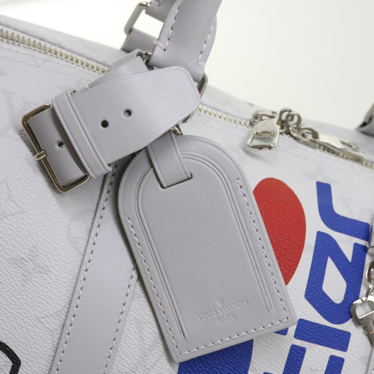 LOUIS VUITTON Monogram White Keepall Bandouliere 50 Bag M44643 LV Auth 55862S