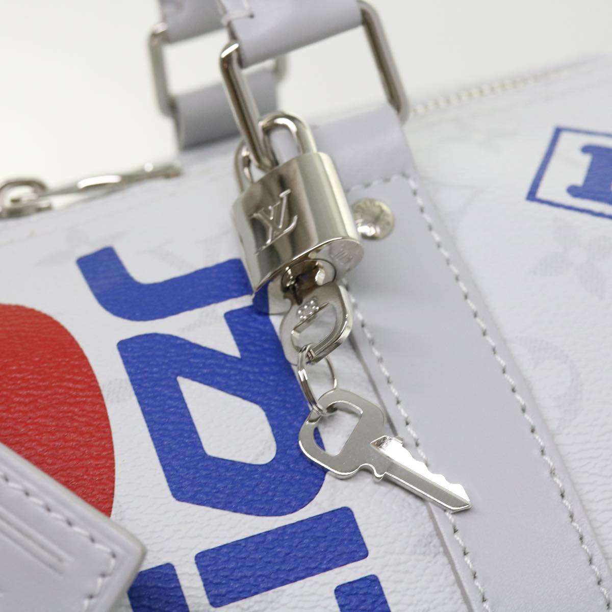 LOUIS VUITTON Monogram White Keepall Bandouliere 50 Bag M44643 LV Auth 55862S