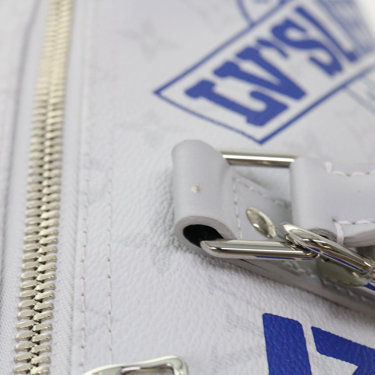 LOUIS VUITTON Monogram White Keepall Bandouliere 50 Bag M44643 LV Auth 55862S