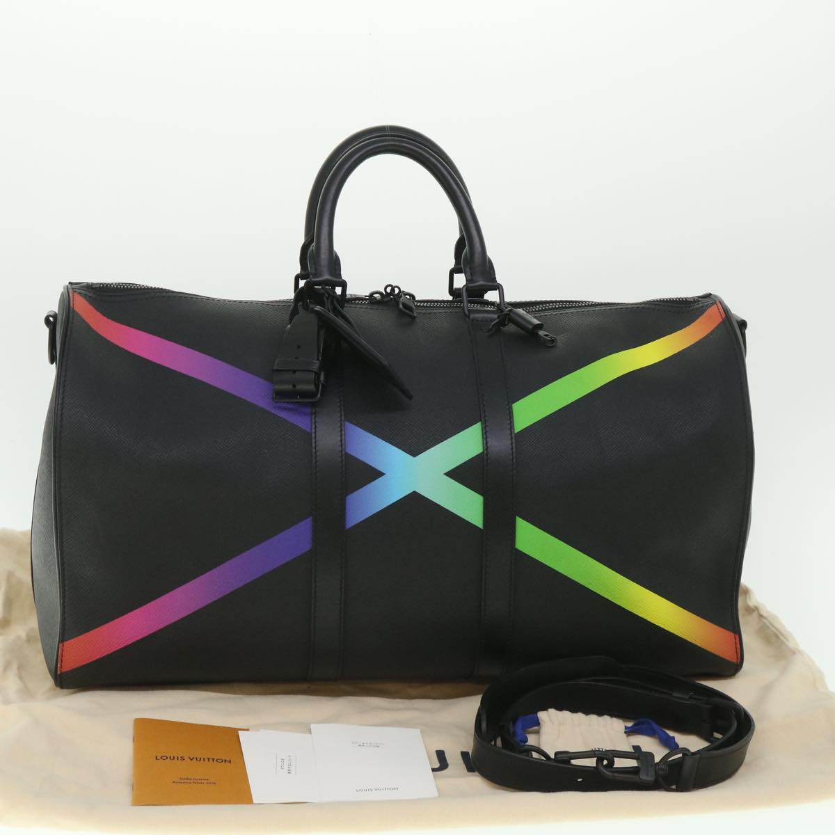 LOUIS VUITTON Taiga Rainbow Keepall Bandouliere 50 Boston Bag M30345 Auth 55863SM