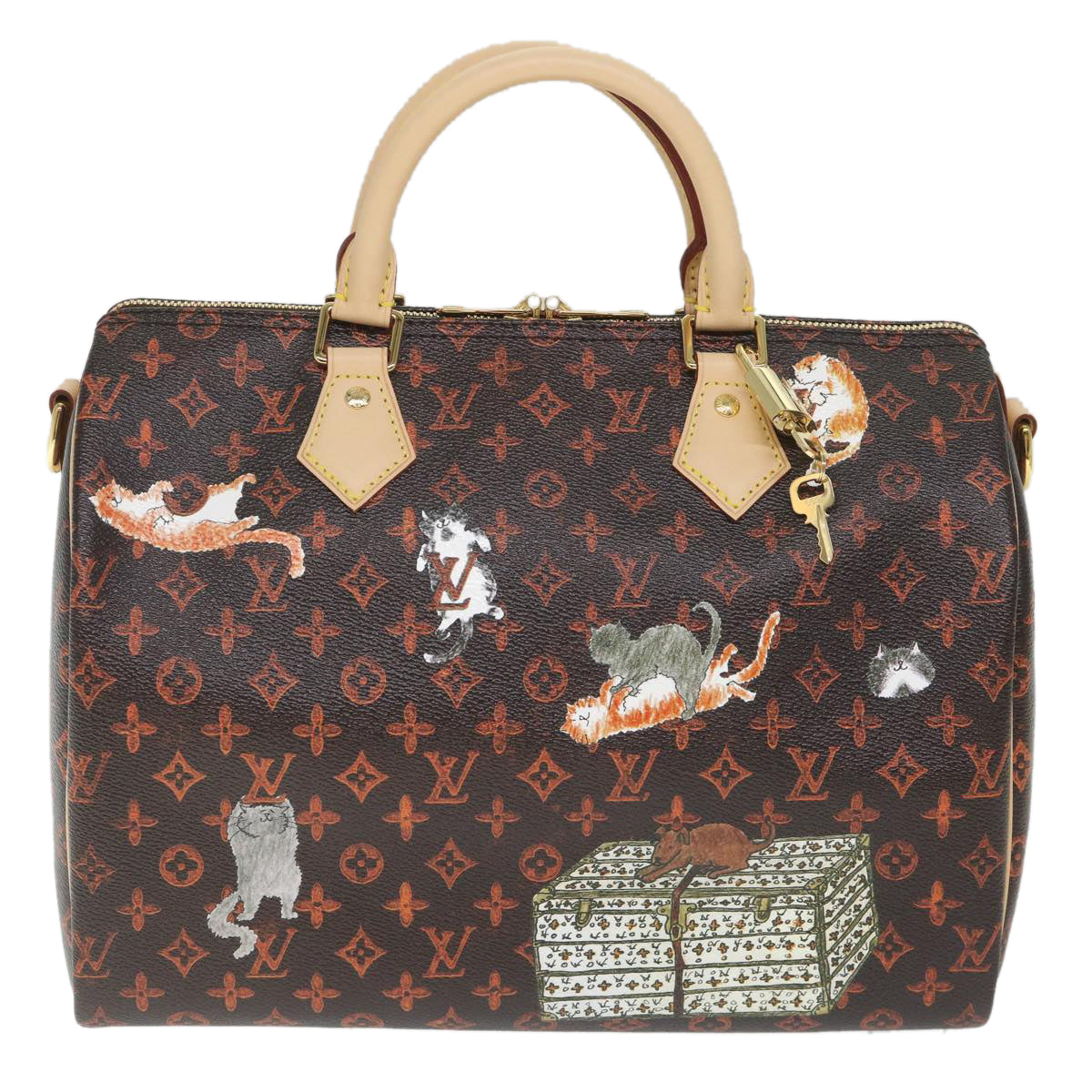 LOUIS VUITTON Catgram Speedy Bandouliere 30 Hand Bag Brown M44401 LV Auth 56154SM