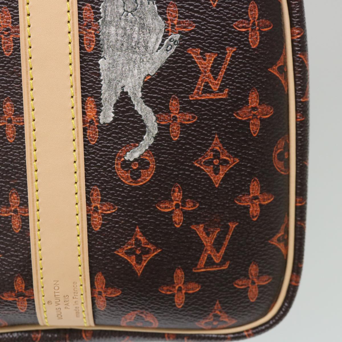 LOUIS VUITTON Catgram Speedy Bandouliere 30 Hand Bag Brown M44401 LV Auth 56154SM