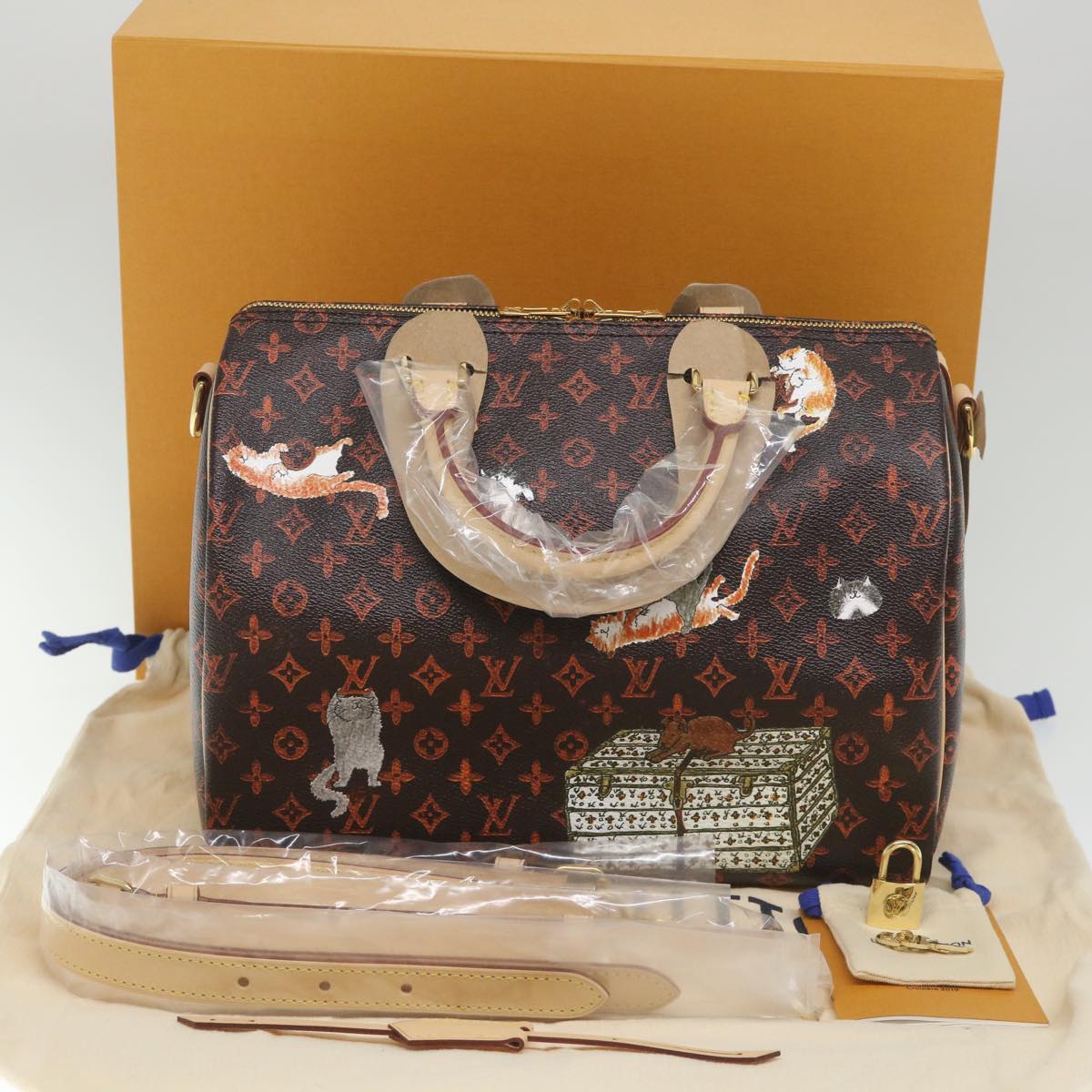 LOUIS VUITTON Catgram Speedy Bandouliere 30 Hand Bag Brown M44401 LV Auth 56154SM