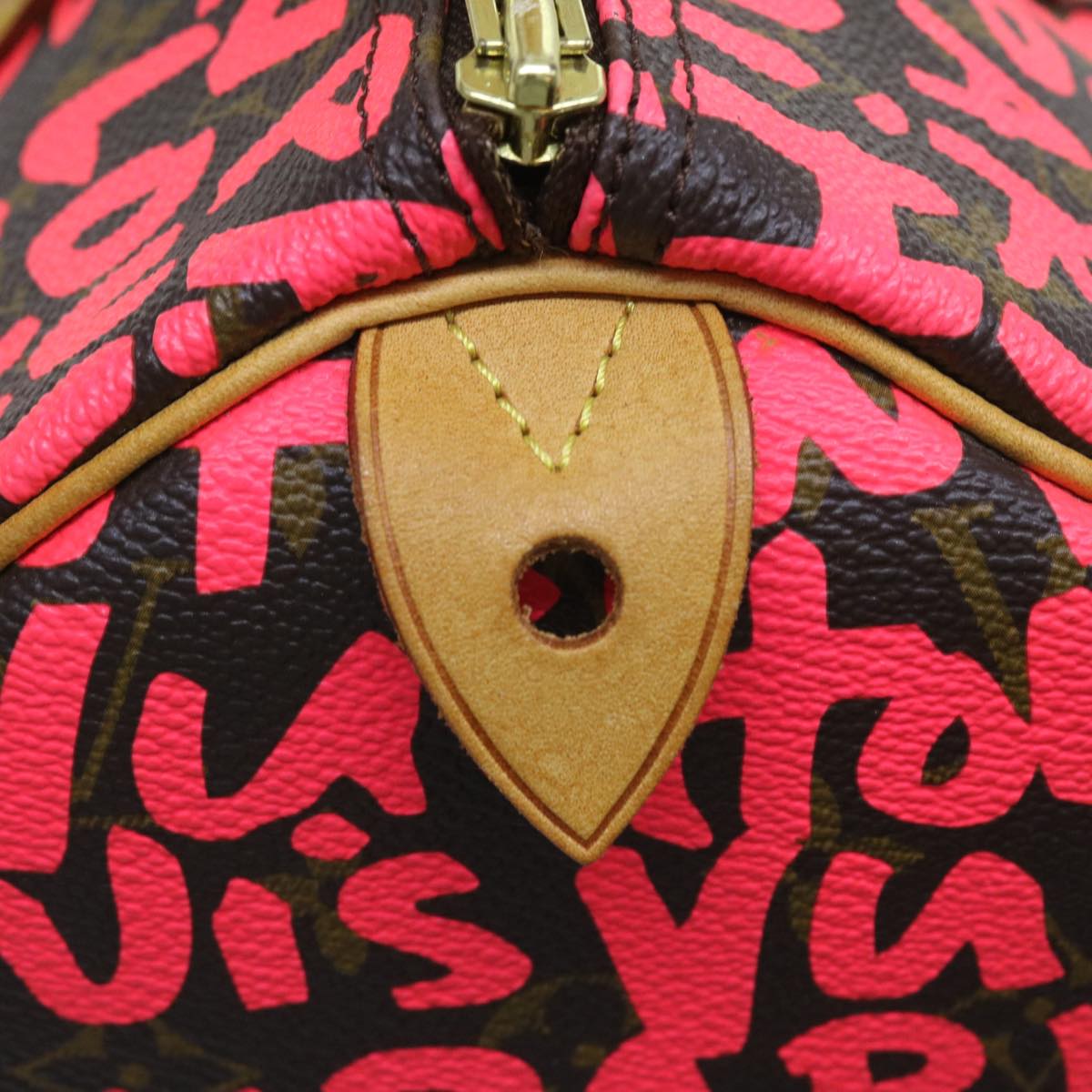 LOUIS VUITTON Monogram Graffiti Speedy 30 Hand Bag Pink M93704 LV Auth 56156SAM
