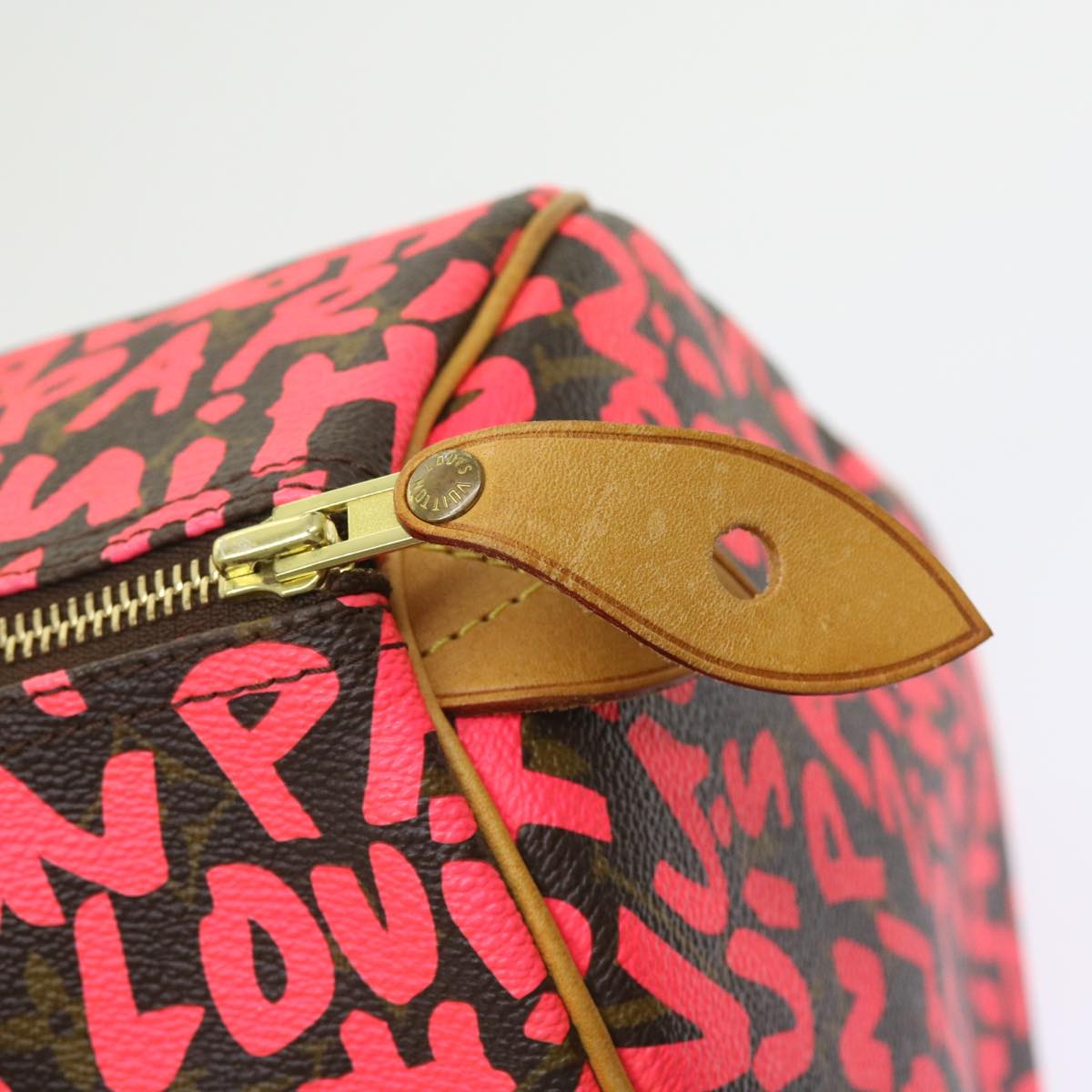LOUIS VUITTON Monogram Graffiti Speedy 30 Hand Bag Pink M93704 LV Auth 56156SAM
