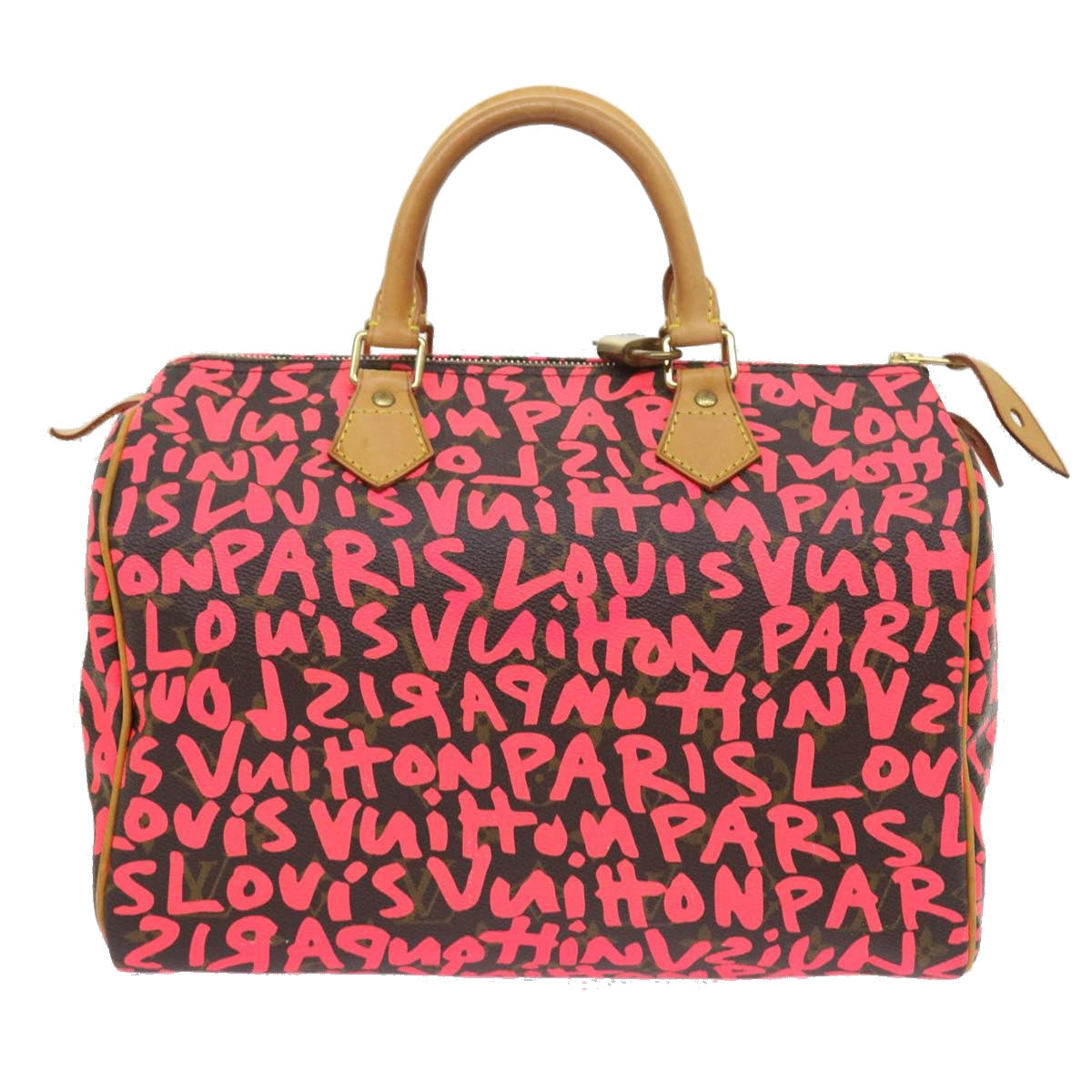 LOUIS VUITTON Monogram Graffiti Speedy 30 Hand Bag Pink M93704 LV Auth 56156SAM