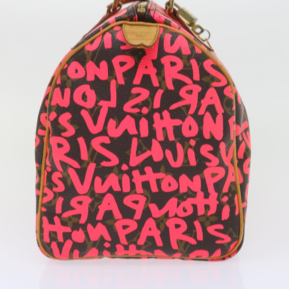LOUIS VUITTON Monogram Graffiti Speedy 30 Hand Bag Pink M93704 LV Auth 56156SAM