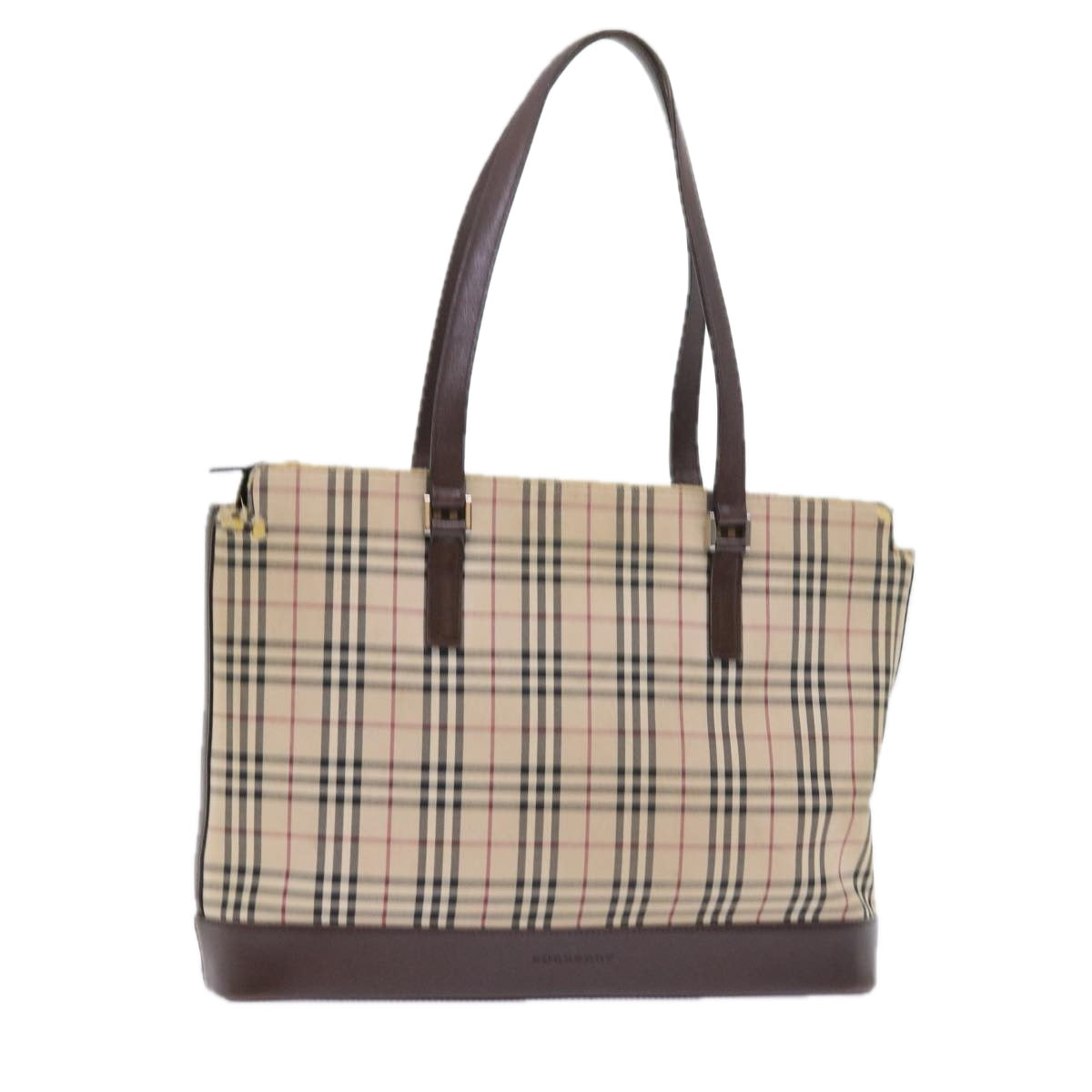 BURBERRY Nova Check Tote Bag Canvas Beige Auth 56398