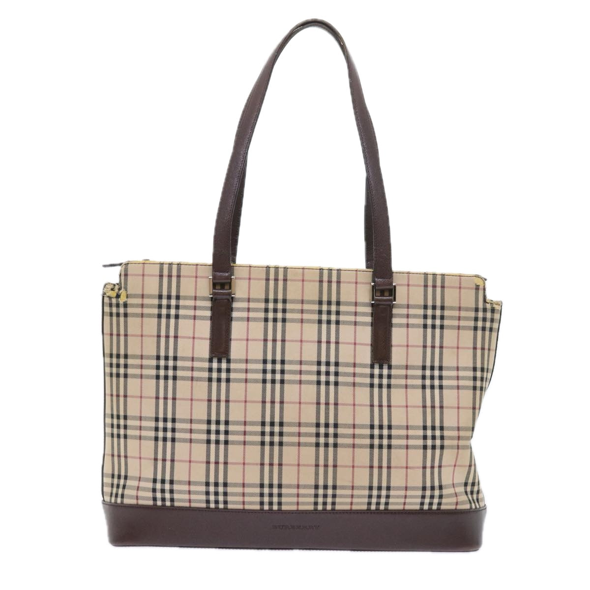 BURBERRY Nova Check Tote Bag Canvas Beige Auth 56398