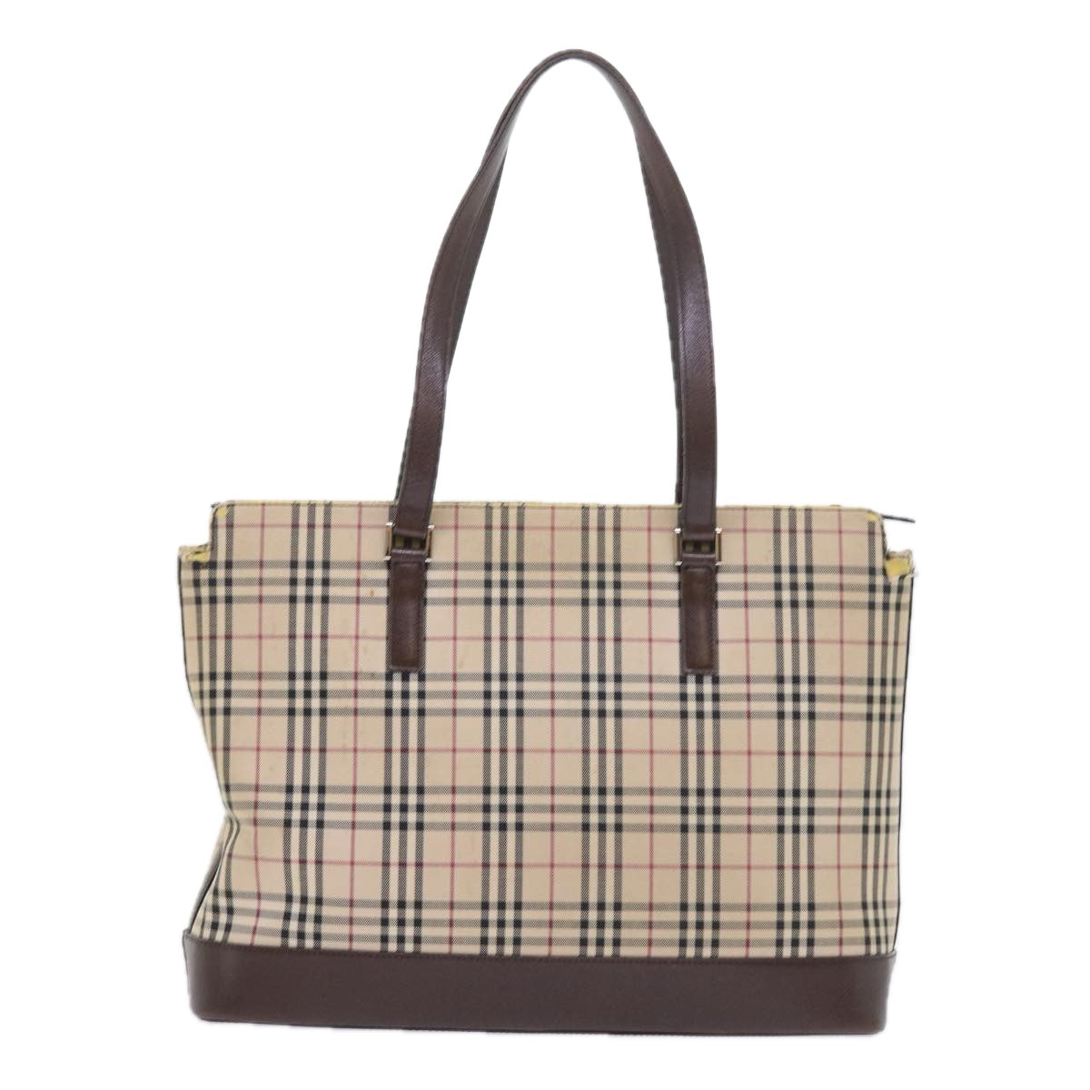 BURBERRY Nova Check Tote Bag Canvas Beige Auth 56398