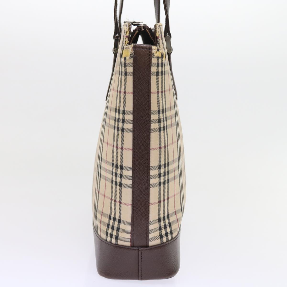BURBERRY Nova Check Tote Bag Canvas Beige Auth 56398
