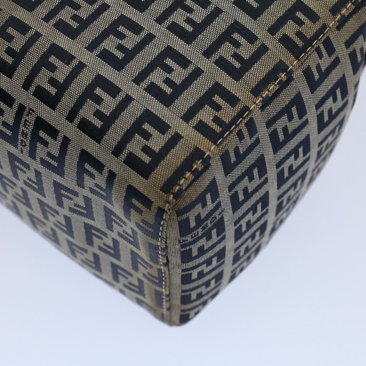 FENDI Zucchino Canvas Hand Bag Navy Auth 56963