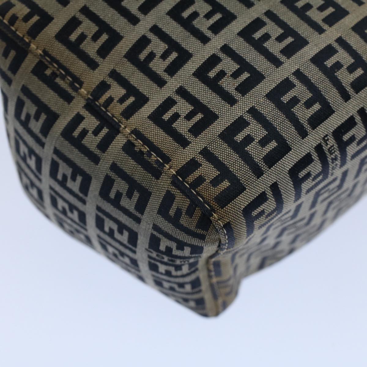 FENDI Zucchino Canvas Hand Bag Navy Auth 56963
