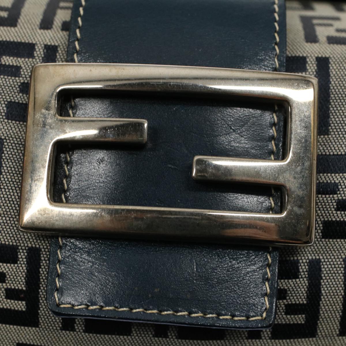 FENDI Zucchino Canvas Hand Bag Navy Auth 56963
