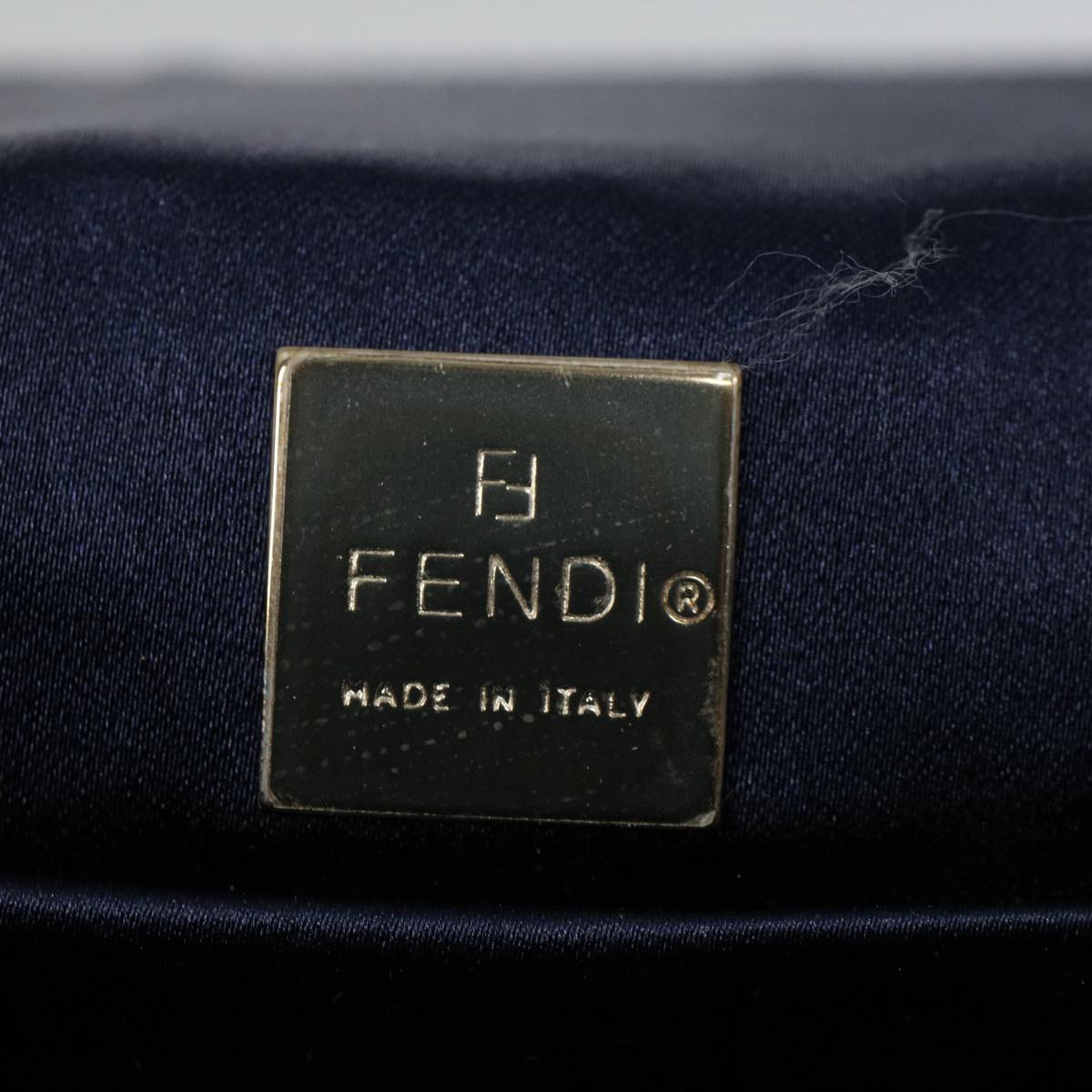 FENDI Zucchino Canvas Hand Bag Navy Auth 56963