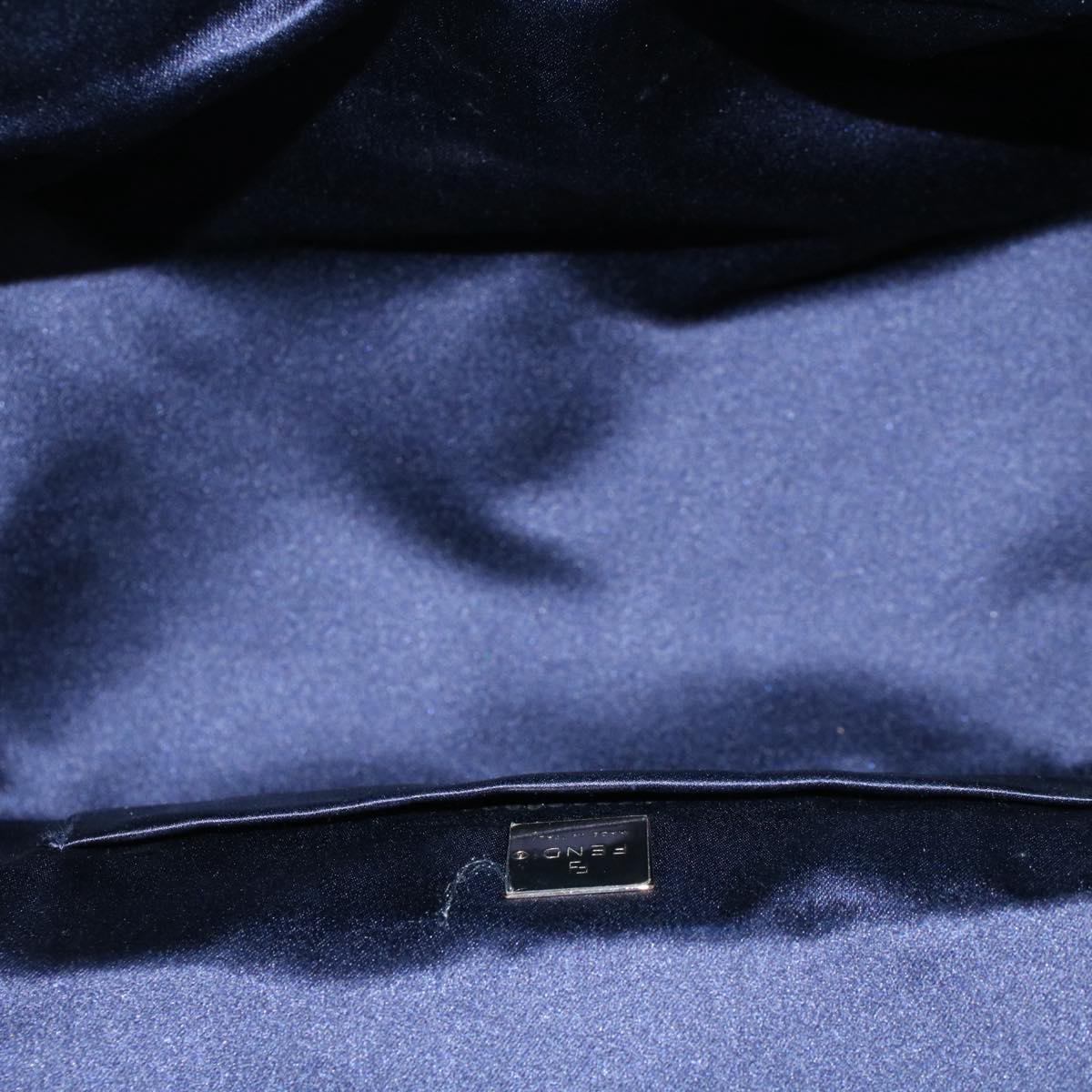 FENDI Zucchino Canvas Hand Bag Navy Auth 56963
