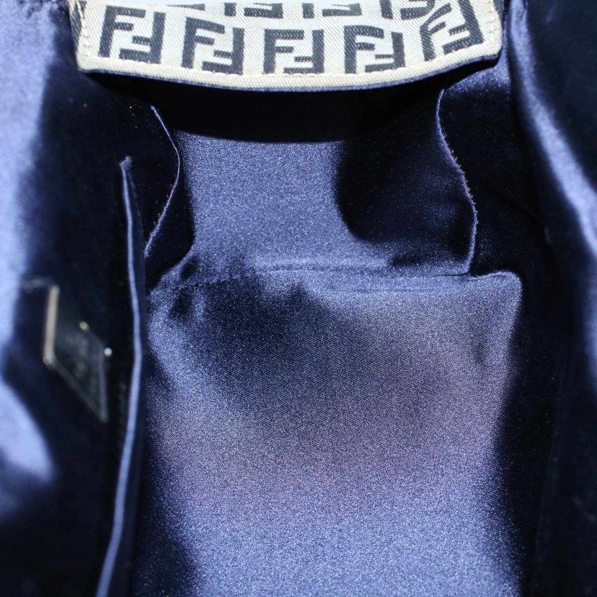 FENDI Zucchino Canvas Hand Bag Navy Auth 56963