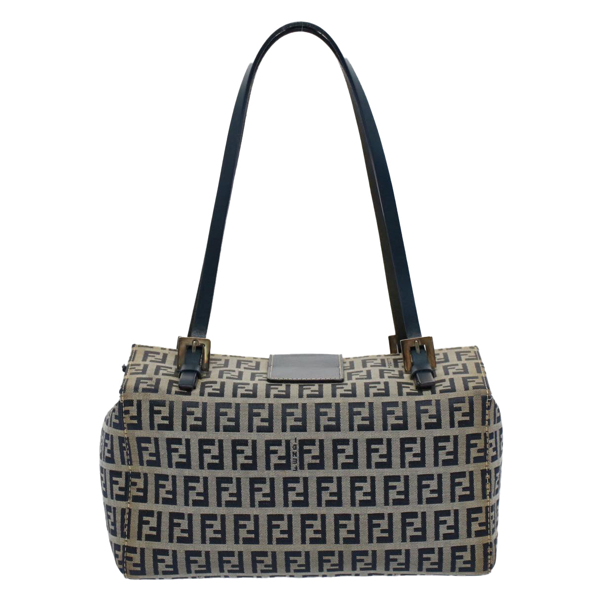FENDI Zucchino Canvas Hand Bag Navy Auth 56963
