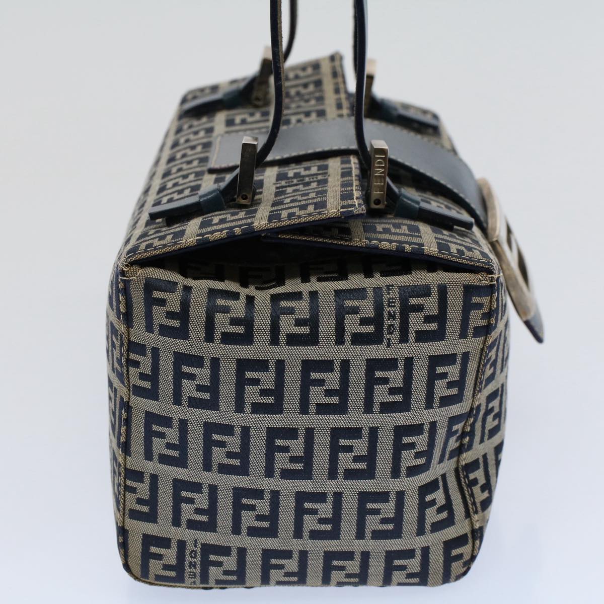 FENDI Zucchino Canvas Hand Bag Navy Auth 56963