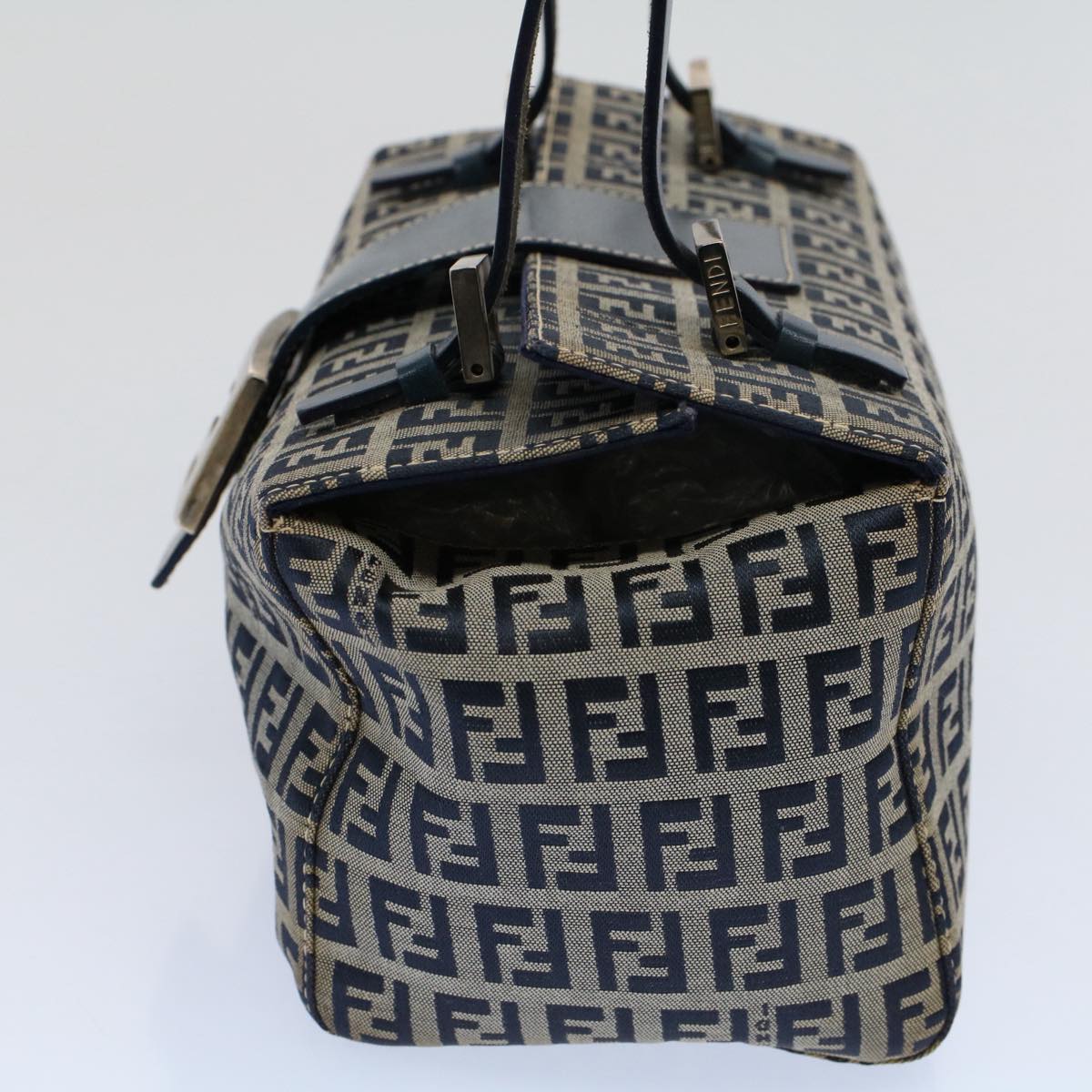 FENDI Zucchino Canvas Hand Bag Navy Auth 56963