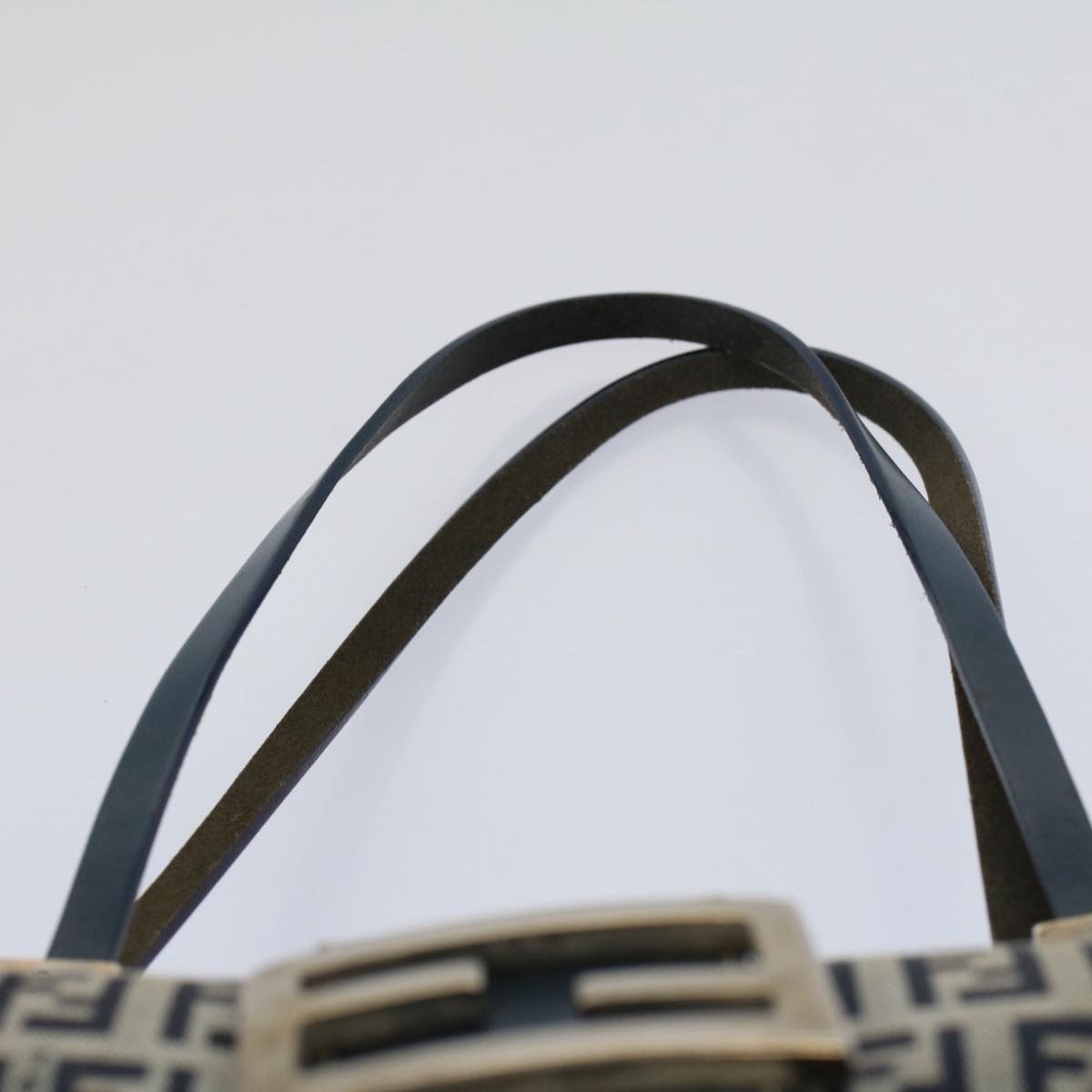 FENDI Zucchino Canvas Hand Bag Navy Auth 56963
