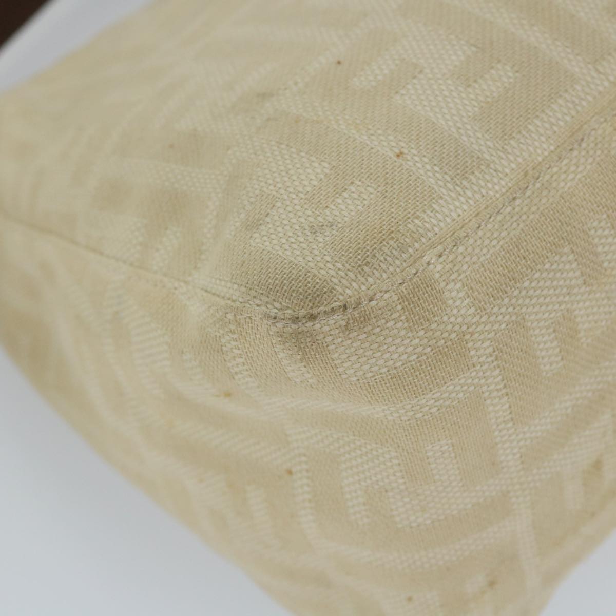 FENDI Zucca Canvas Mamma Baguette Shoulder Bag Beige Auth 57043