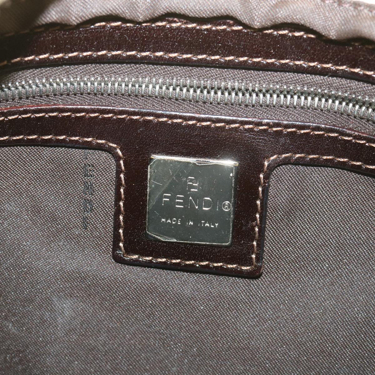 FENDI Zucca Canvas Mamma Baguette Shoulder Bag Beige Auth 57043