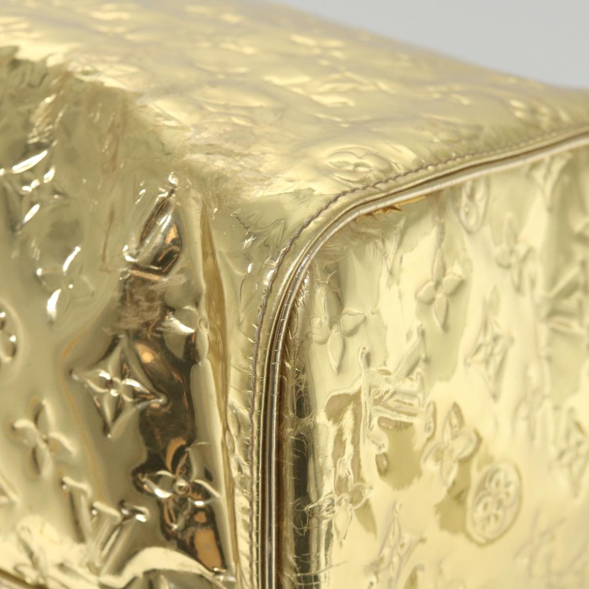 LOUIS VUITTON Monogram Miroir Keepall 55 Boston Bag Gold LV Auth 57842SM
