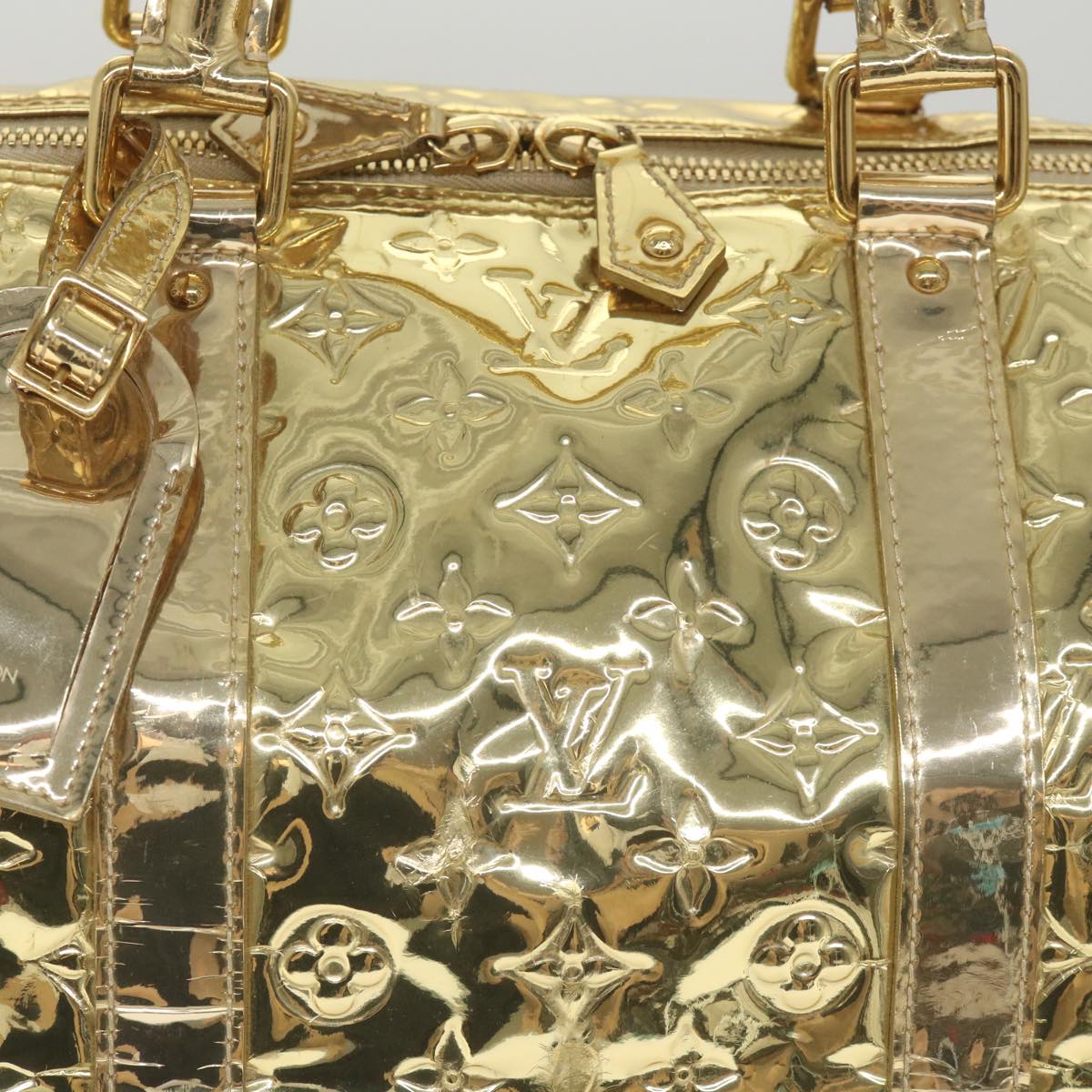 LOUIS VUITTON Monogram Miroir Keepall 55 Boston Bag Gold LV Auth 57842SM