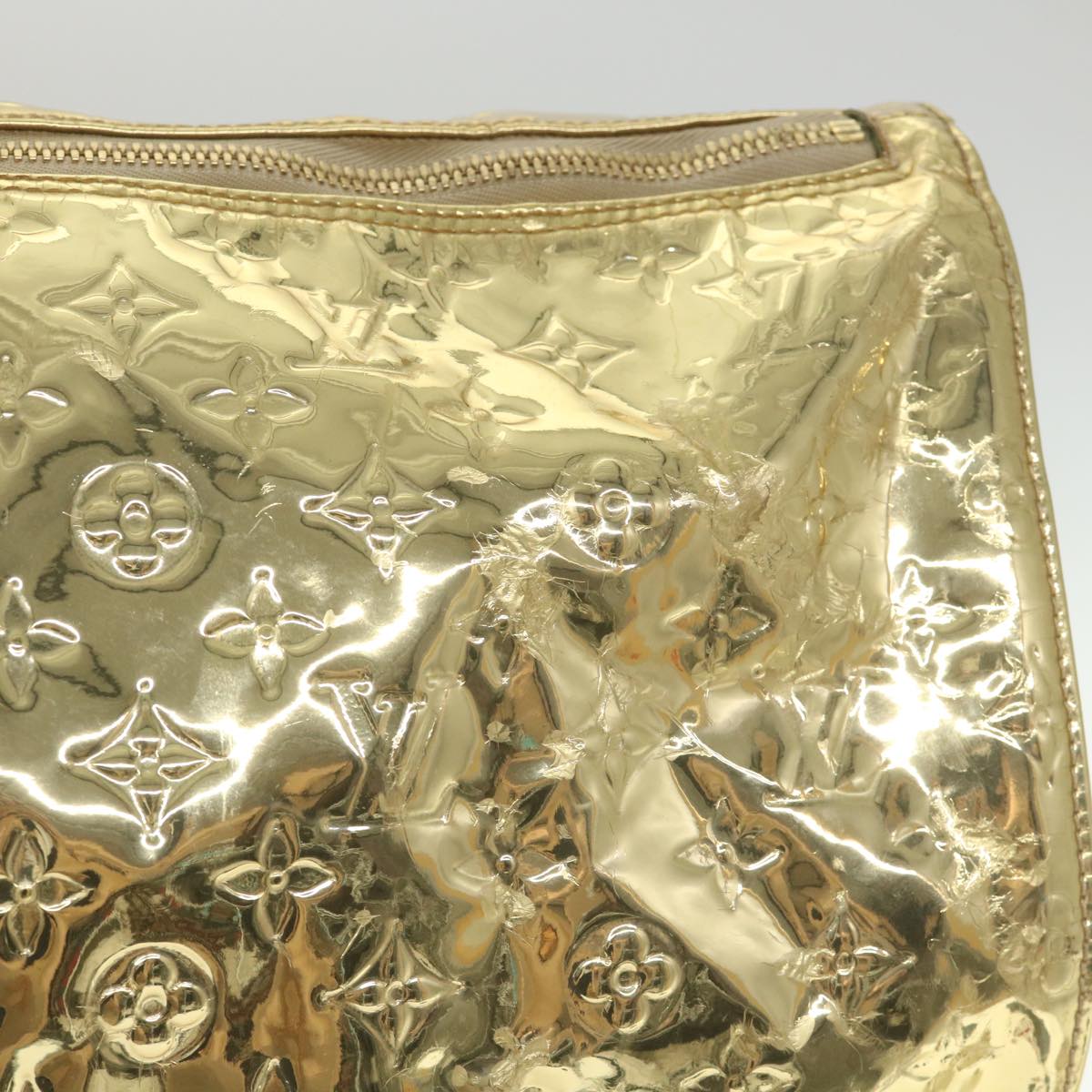 LOUIS VUITTON Monogram Miroir Keepall 55 Boston Bag Gold LV Auth 57842SM
