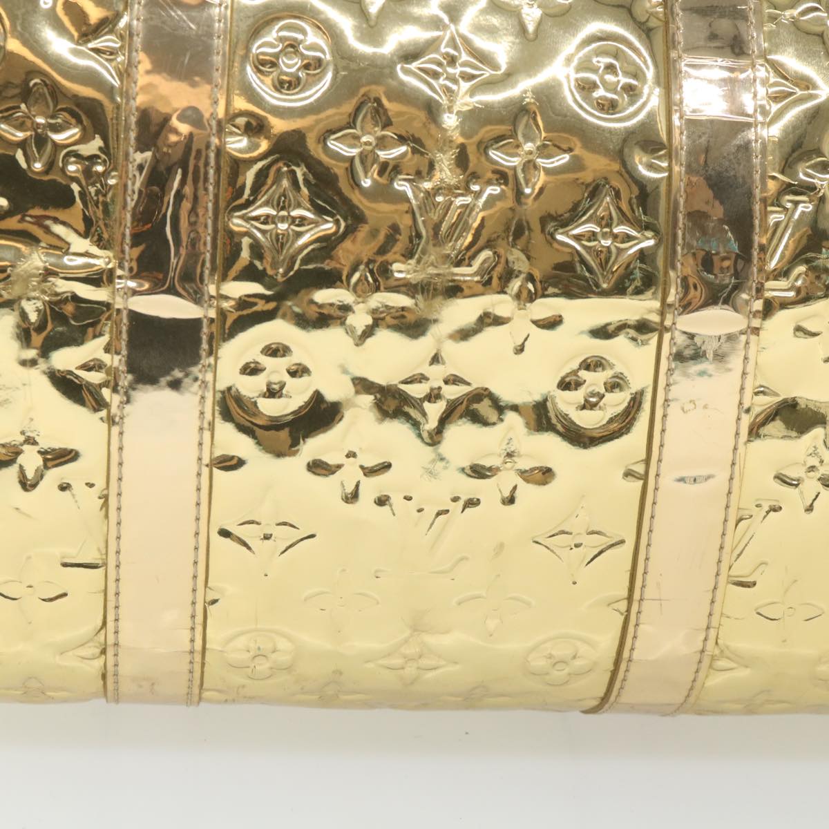 LOUIS VUITTON Monogram Miroir Keepall 55 Boston Bag Gold LV Auth 57842SM