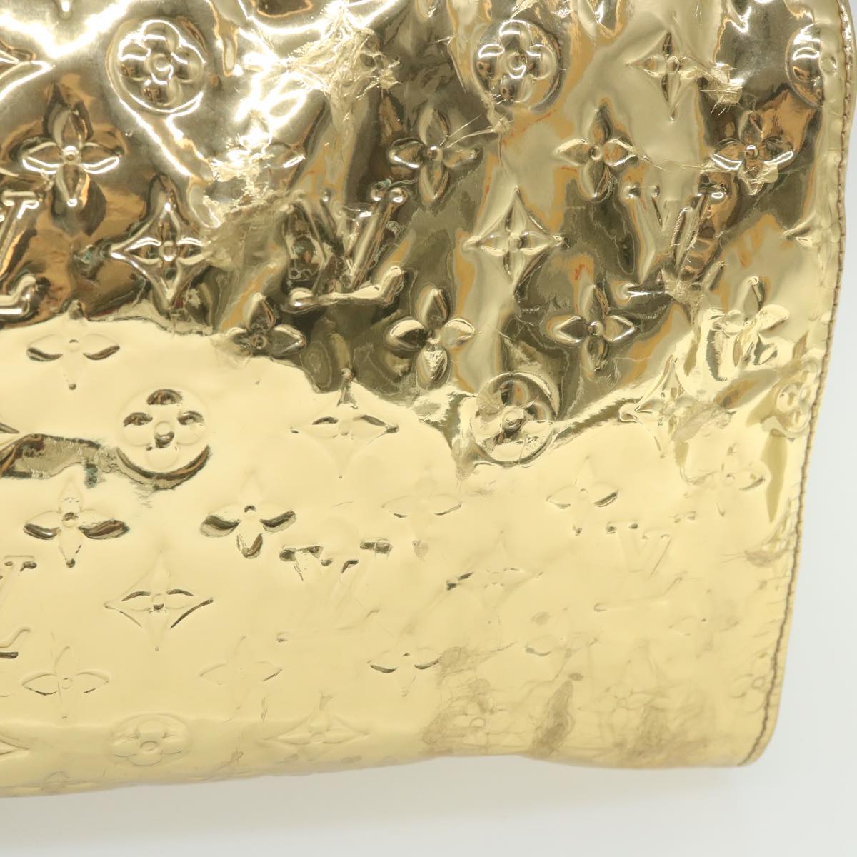 LOUIS VUITTON Monogram Miroir Keepall 55 Boston Bag Gold LV Auth 57842SM