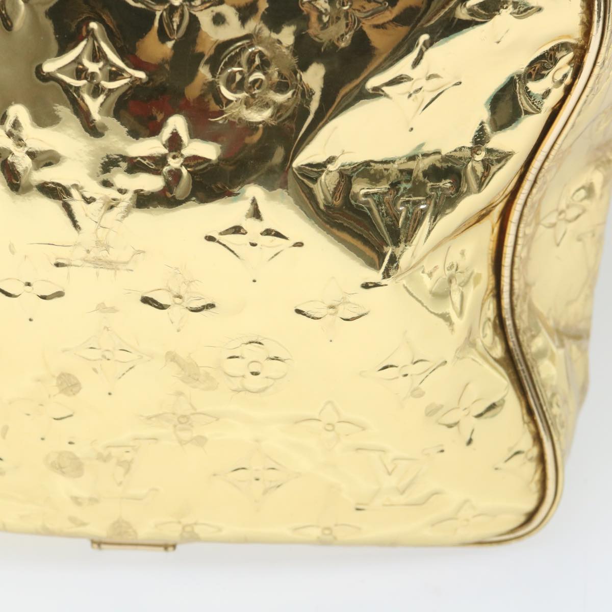 LOUIS VUITTON Monogram Miroir Keepall 55 Boston Bag Gold LV Auth 57842SM