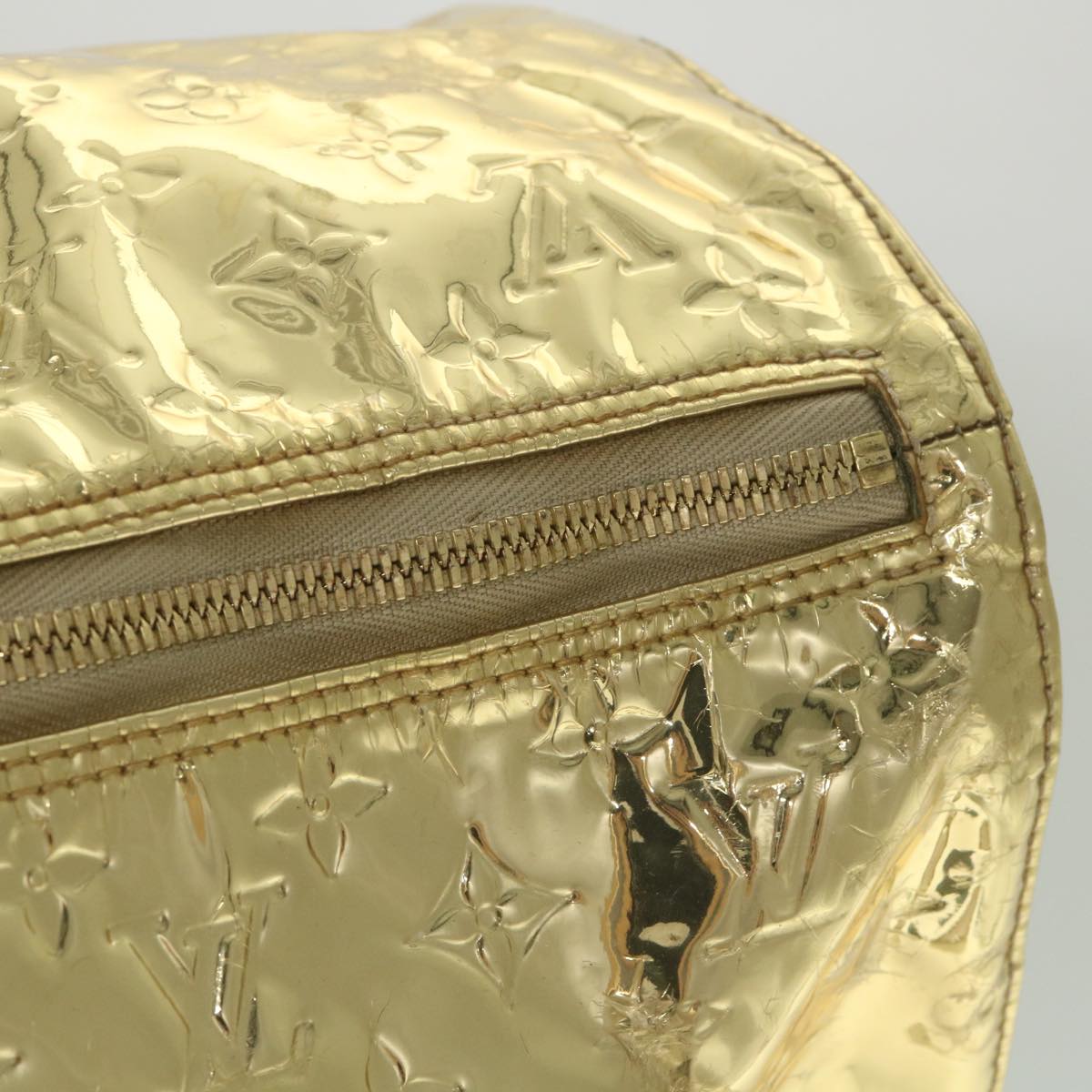 LOUIS VUITTON Monogram Miroir Keepall 55 Boston Bag Gold LV Auth 57842SM