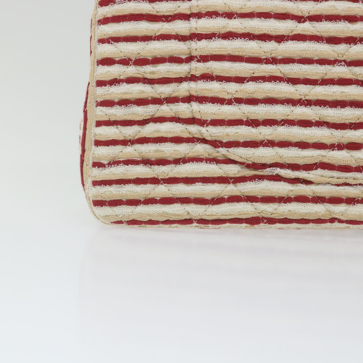 CHANEL Quilted Matelasse 25 Chain Shoulder Bag Canvas Red Beige CC Auth 58343SM