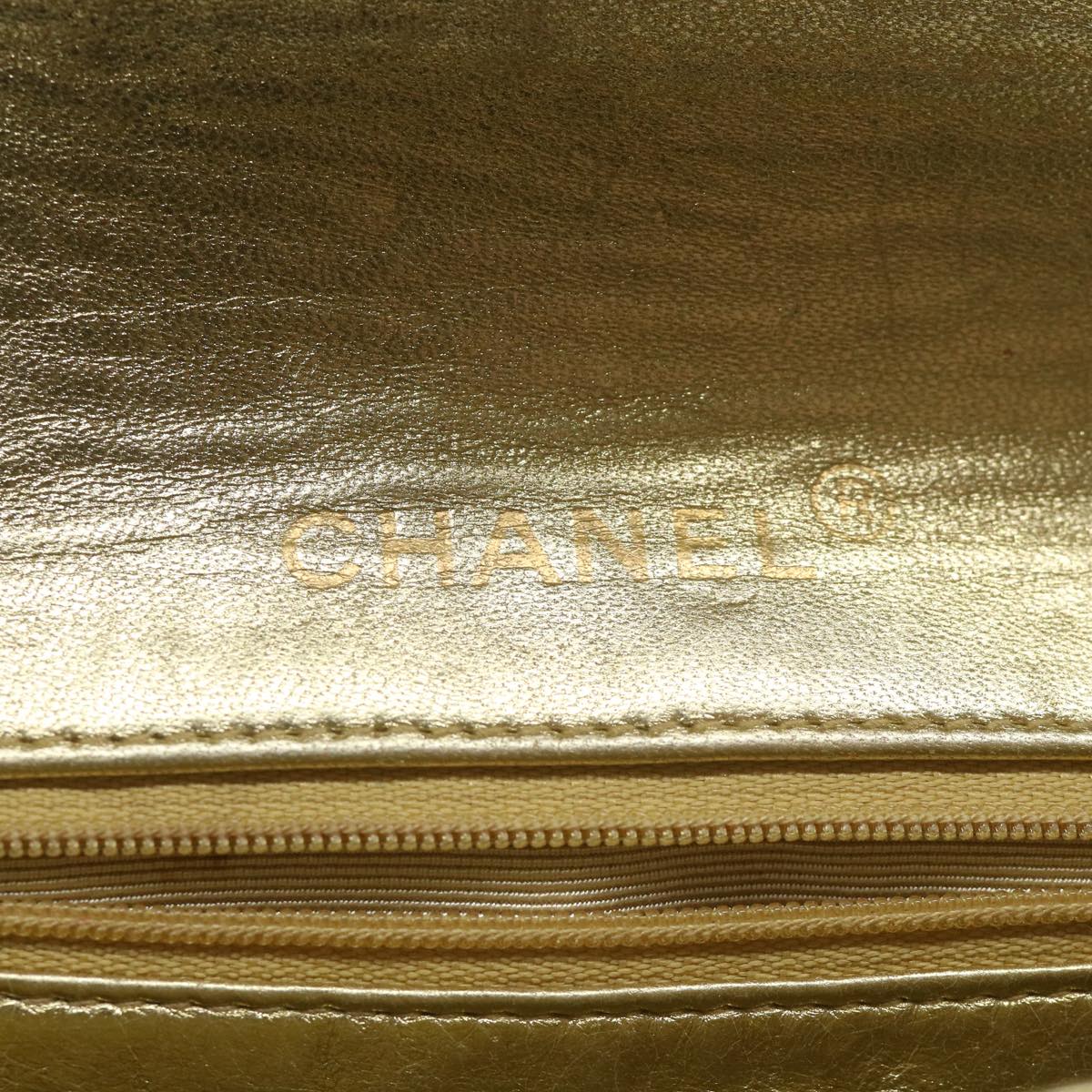 CHANEL Matelasse 17 Chain Shoulder Bag Lamb Skin Gold CC Auth 58346SAV