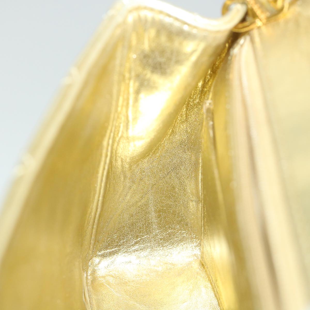 CHANEL Matelasse 17 Chain Shoulder Bag Lamb Skin Gold CC Auth 58346SAV