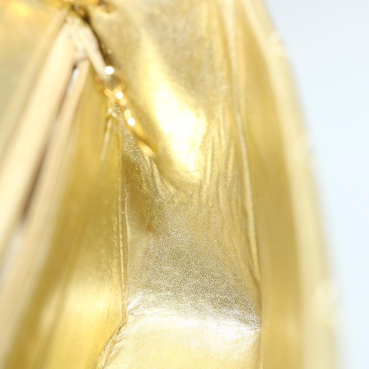 CHANEL Matelasse 17 Chain Shoulder Bag Lamb Skin Gold CC Auth 58346SAV