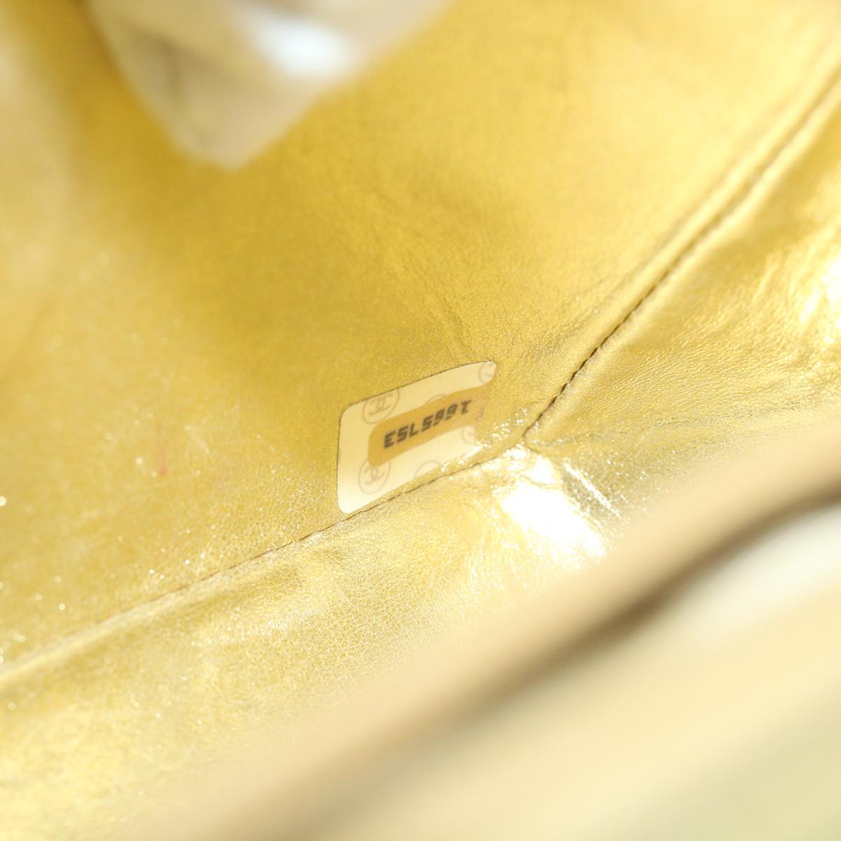 CHANEL Matelasse 17 Chain Shoulder Bag Lamb Skin Gold CC Auth 58346SAV