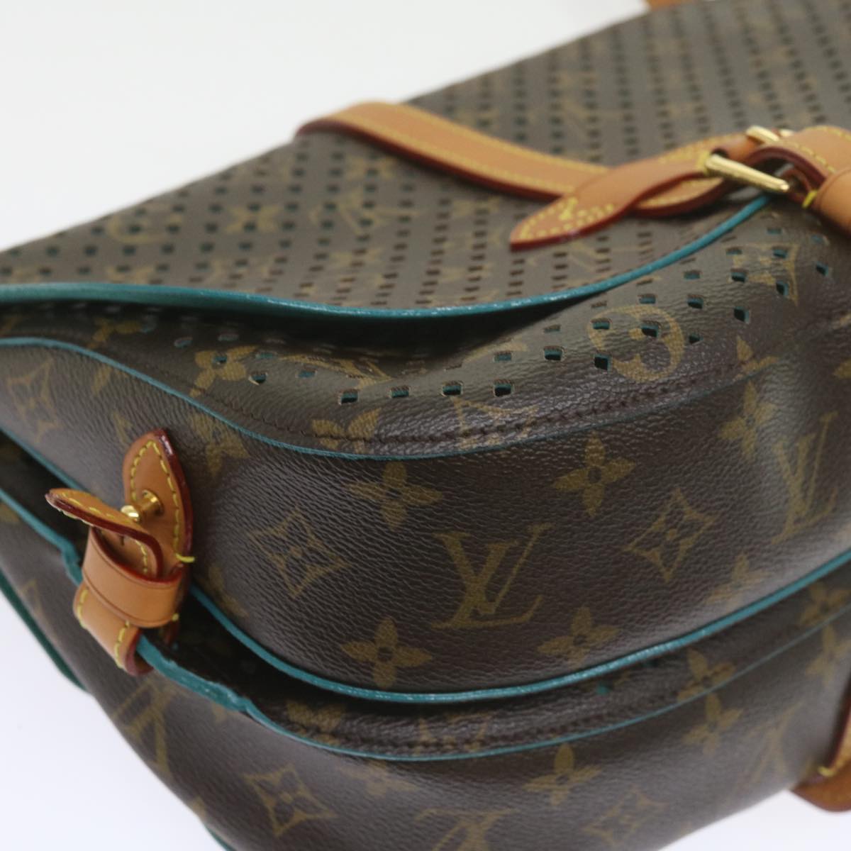 LOUIS VUITTON Monogram Perfo Saumur 30 Shoulder Bag M93998 LV Auth 59612SAV