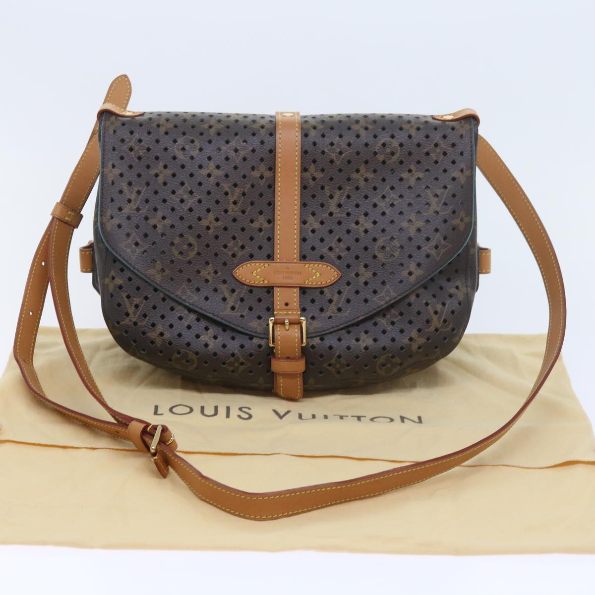 LOUIS VUITTON Monogram Perfo Saumur 30 Shoulder Bag M93998 LV Auth 59612SAV