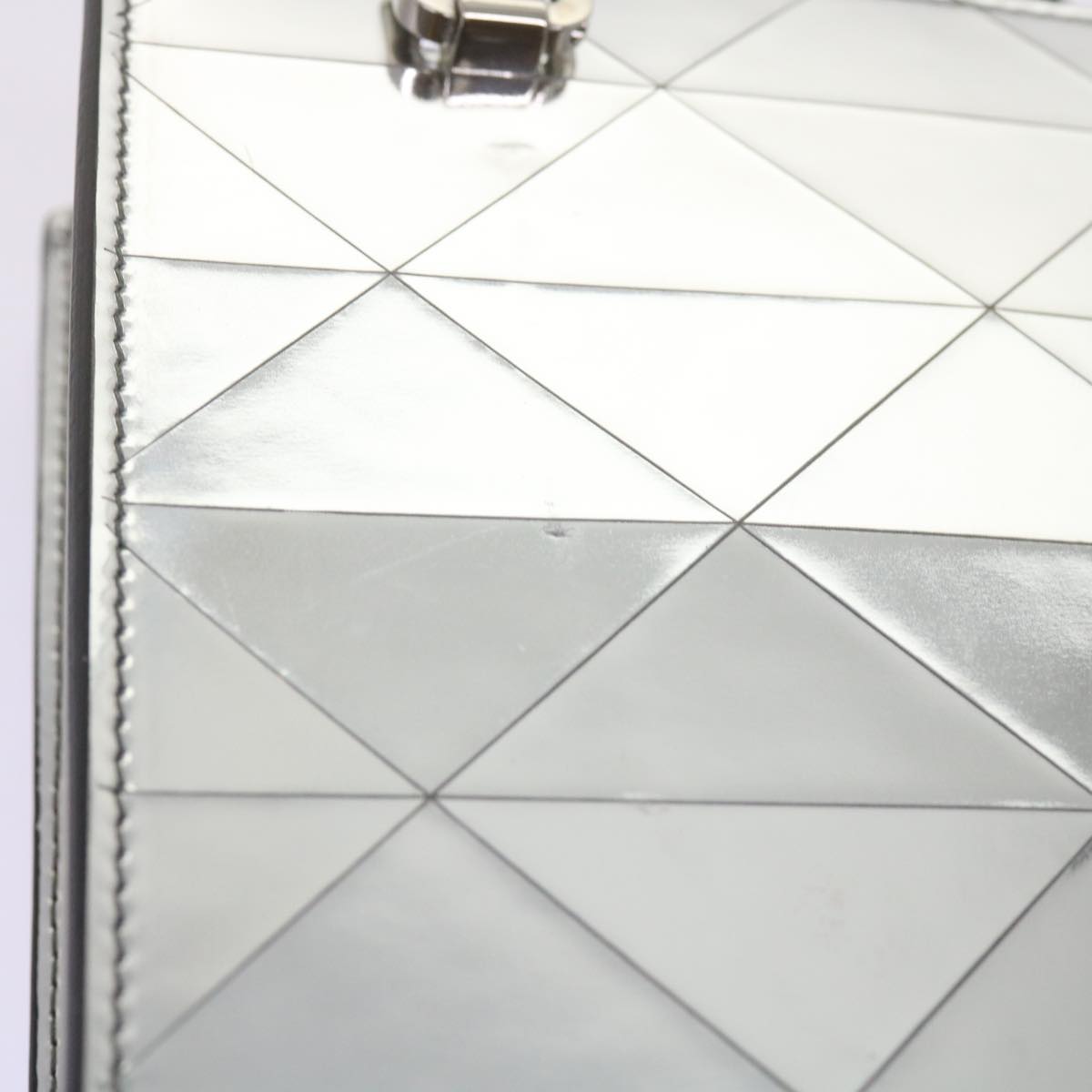 PRADA Hand Bag Metallic leather Silver Auth 59813SV